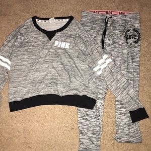pink sweat shirt and pants set